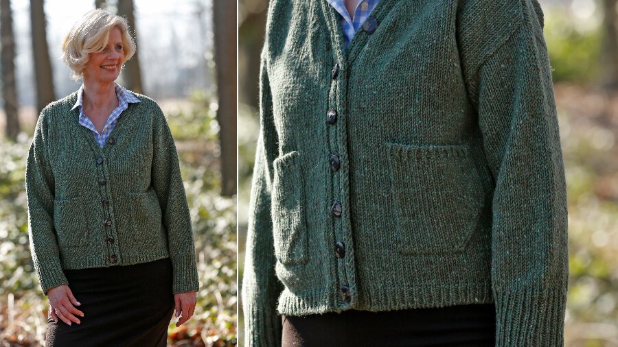 Strickjacke in Schifgrün aus Landlust-Tweed