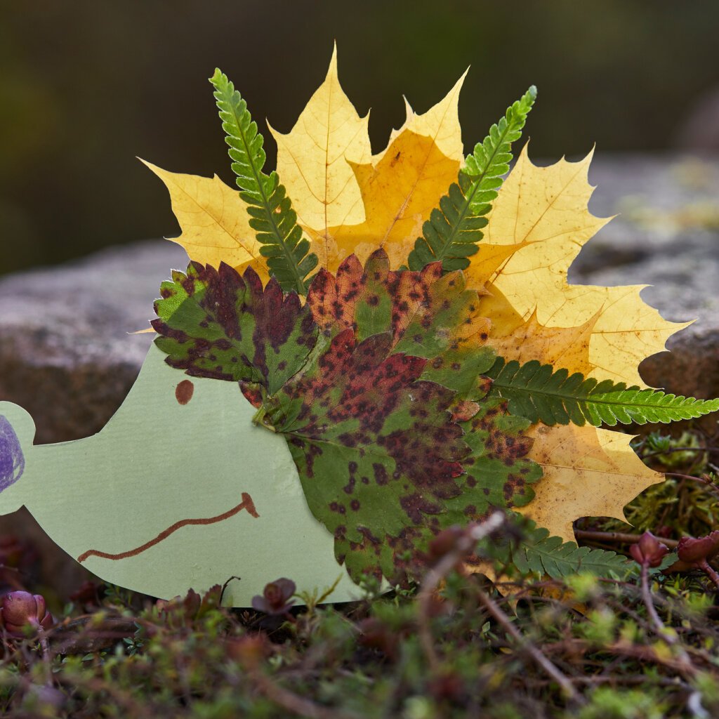 Tier-Collage aus Blättern