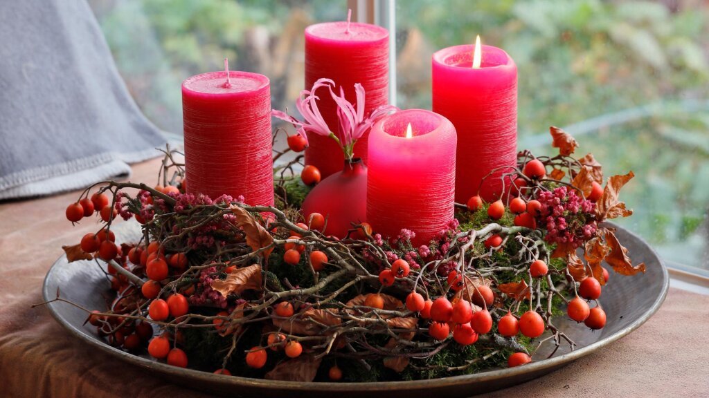 Anleitung für Adventskranz in Pink und Orange