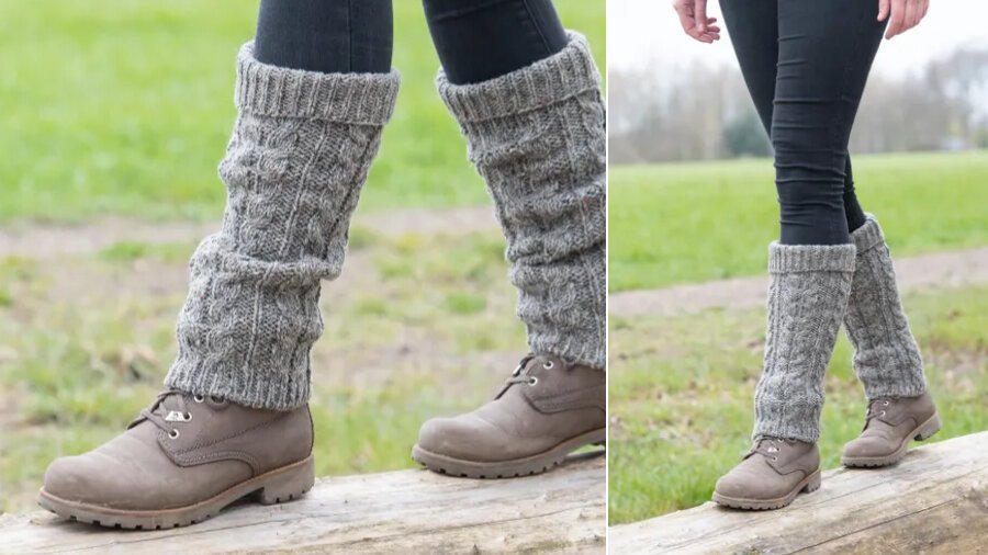 Gestrickte Beinstulpen in Grau aus Landlust-Tweed